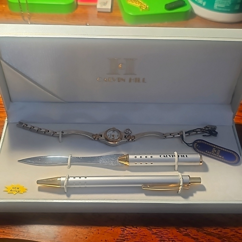 Calvin Hill Watch, Pen and Letter Opener Set. New